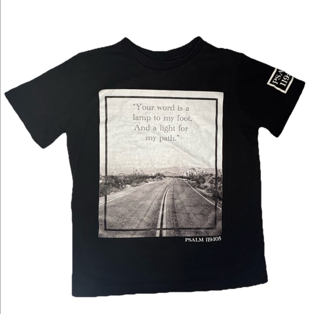 Psalm 119:105 Bible Verse Short Sleeve Tee Color Black size 8 used in good cond - Picture 1 of 7